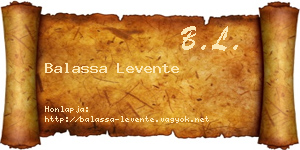 Balassa Levente névjegykártya